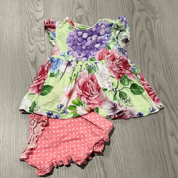 Posh peanut Georgina Print peplum and ruffled bummie set 12-18 months - Picture 1 of 5